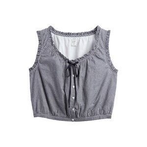 NWT GAP x Doen Gingham Crop Tank Top in Navy Blue White Cotton M